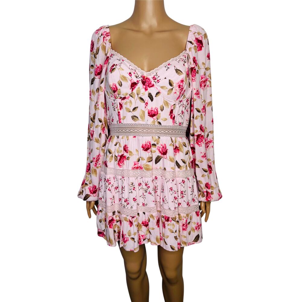 Altar’d State Kate Floral Mini Dress Size Xl Bustier Corset Bodice Cottagecore